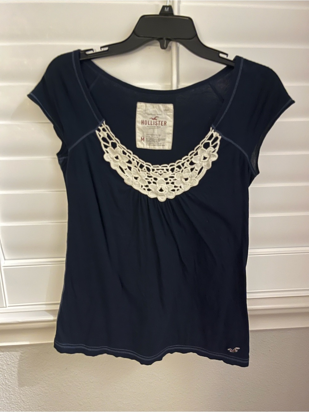 Navy Blue Hollister Floral Blouse